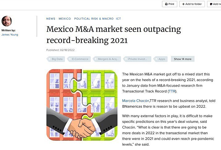 Mexico M&A market seen outpacing record-breaking 2021